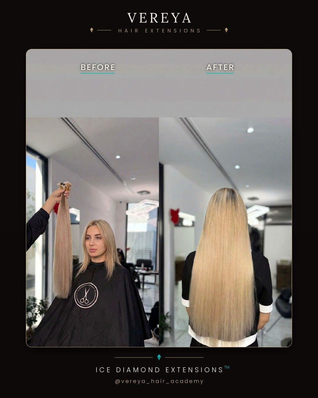 Vereya Hair Extensions Dubai — blonde transformation