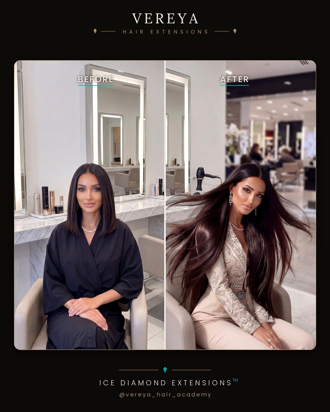 Vereya Hair Extensions Dubai — glam bob to flowing